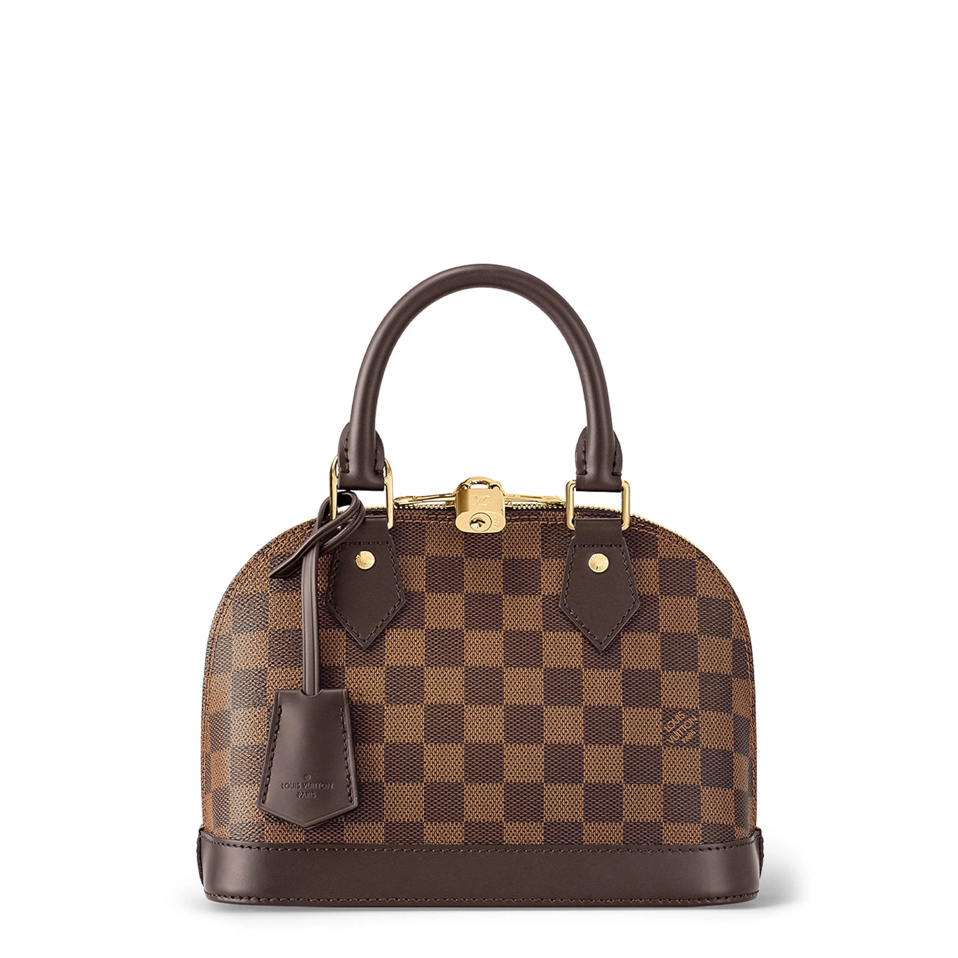 Front view of Louis Vuitton Damier Ebene Canvas Alma BB Bag 006420